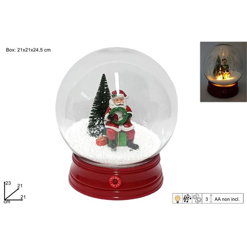 Ampolla In Plastica 21 Cm Con Babbo Natale Luci E Movimento