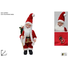 Babbo Natale 45 Cm Con Sacco Rosso E Carillon