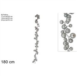 Ghirlanda 60 Palline Silver 180 Cm