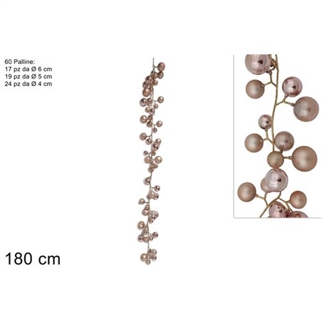 Ghirlanda 60 Palline Rosa 180 Cm