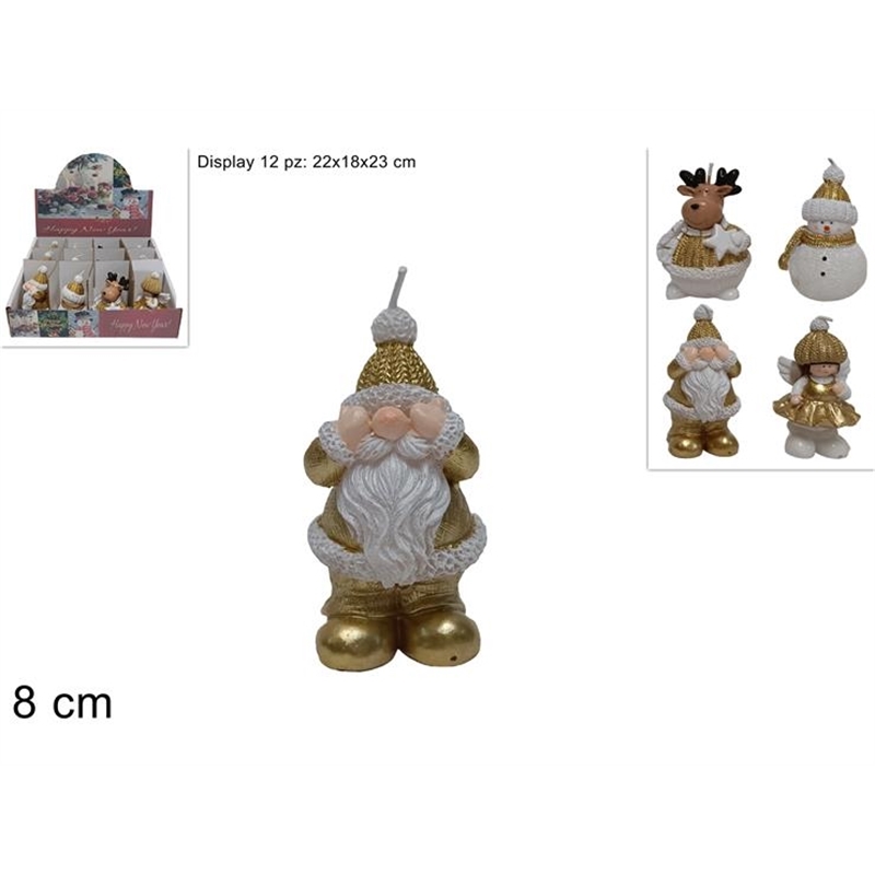 Candele Soggetti Natalizi Oro Assortiti