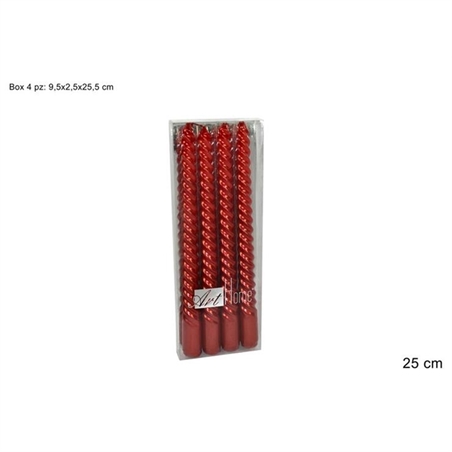 Candele Rosse Torciglioni 25 Cm 4 Pezzi
