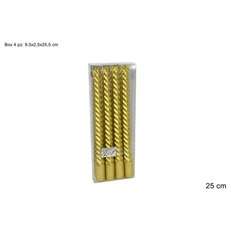 Candele Oro Torciglioni 25 Cm 4 Pezzi