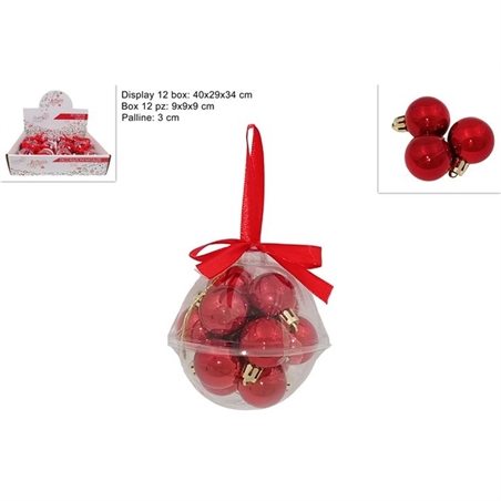 12 Palle Lucide 3 Cm Rossa In Box Palla Pvc