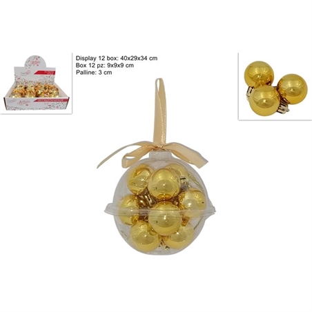 12 Palle Lucide 3 Cm Oro In Box Palla Pvc