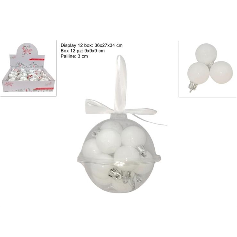 12 Palle Lucide 3 Cm Bianche In Box Palla Pvc
