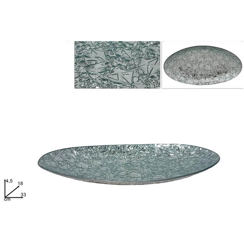Centrotavola Vetro Ovale 33X18 Cm Silver