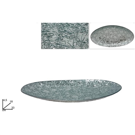 Centrotavola Vetro Ovale 33X18 Cm Silver