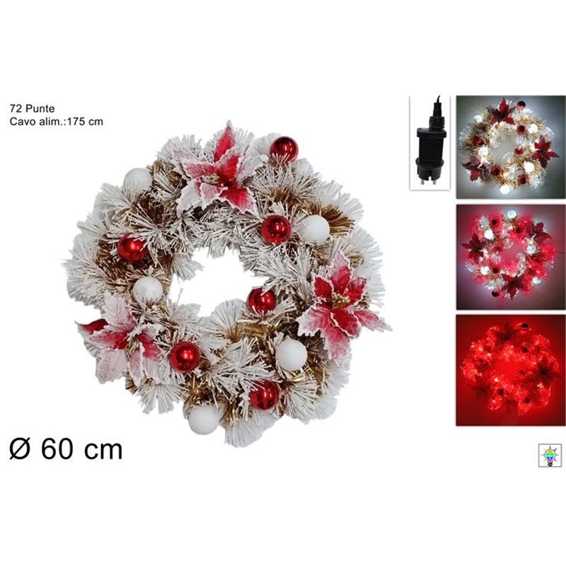 Dietro Porta 60 Cm 72 Punte Fibra Ottica Bianco e Rossa