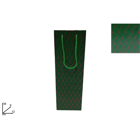 Busta Regalo 12x36x9 Effetto Trapunta Verde Rosso