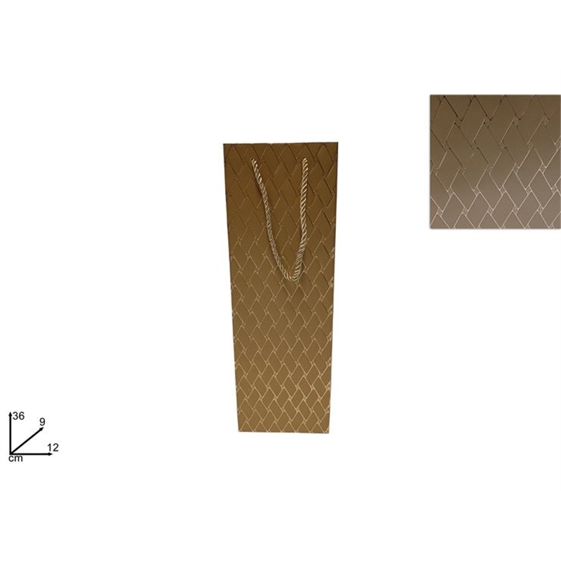 Busta Regalo Per Bottiglia 12x36x9 Effetto Trapunta Oro
