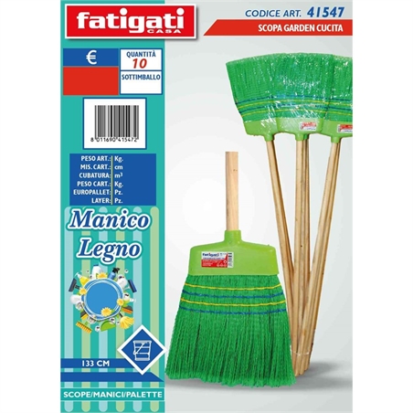 Scopa Garden Cucita A Mano Con Manico In Legno