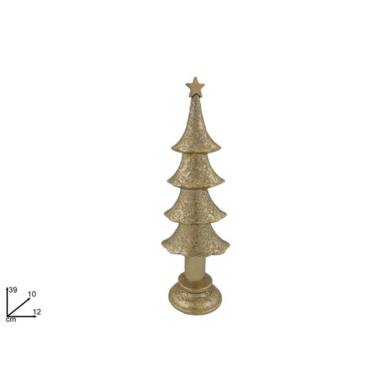 Albero Decorato In Resina 39 Cm Oro
