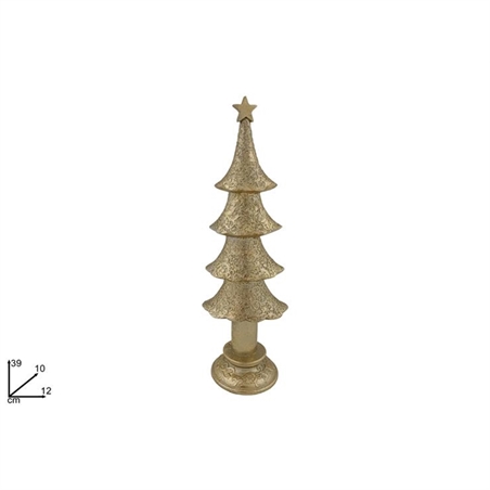 Albero Decorato In Resina 39 Cm Oro