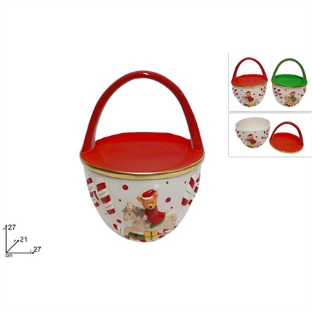Barattolo Cesto In Ceramica Con Manico