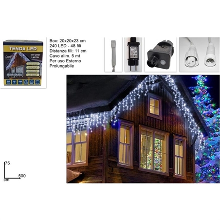 Tenda 240 Led Con Ghiaccio Flash 5 Mt Prolungabile Bianco Freddo