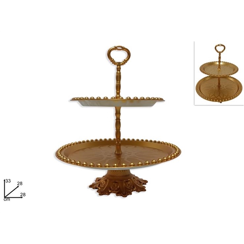 Alzatina In Plastica 2 Piani Oro