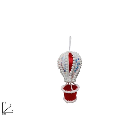 Mongolfiera 13 Cm Rossa Con Paillettes 
