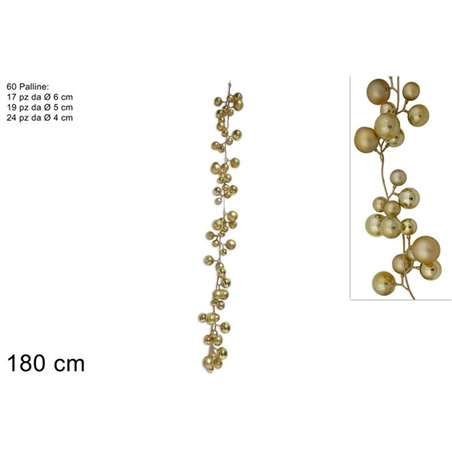 Ghirlanda 60 Palline 180 Cm Oro