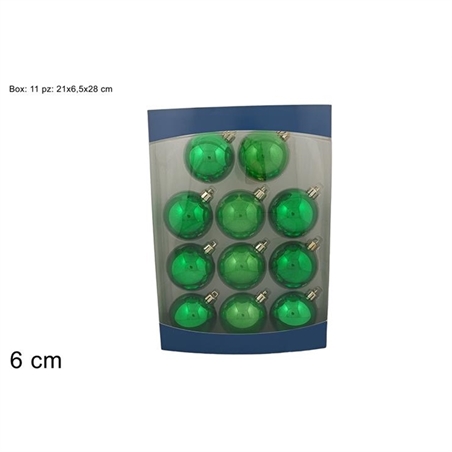 11 Palle Verde Lucidi Perlate 6 Cm