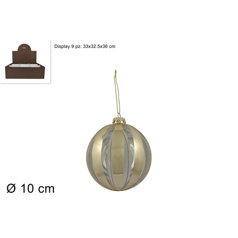 Palla Vetro 10 Cm Trasperante Con Decoro Oro 
