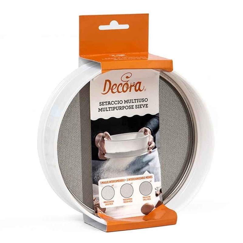 Setaccio Rotondo  Con Bordo In Plastica 3 Diverse Maglie In Acciaio Intercambiabili