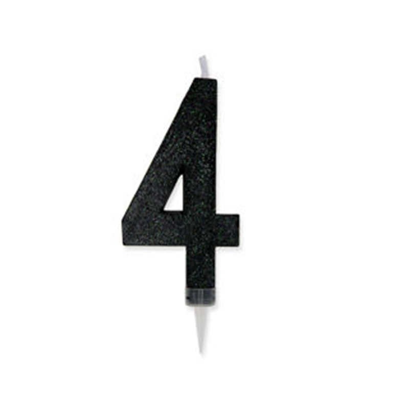 Candela Max Numero 4 Nero Glitter 15 cm