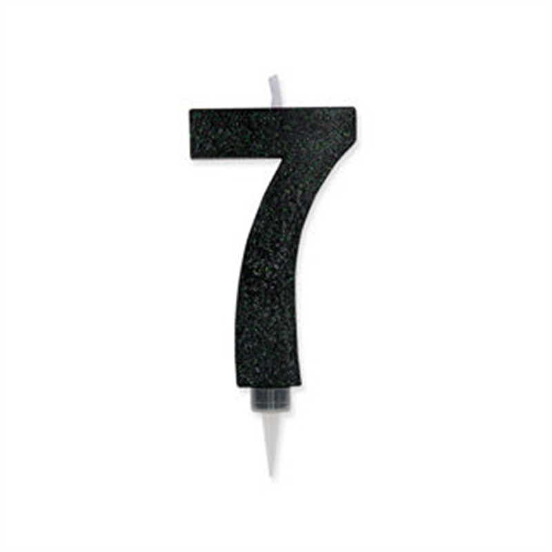 Candela Max Numero 7 Nero Glitter 15 cm