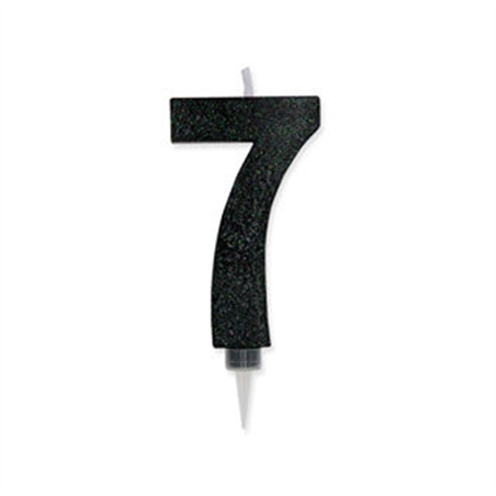 Candela Max Numero 7 Nero Glitter 15 cm