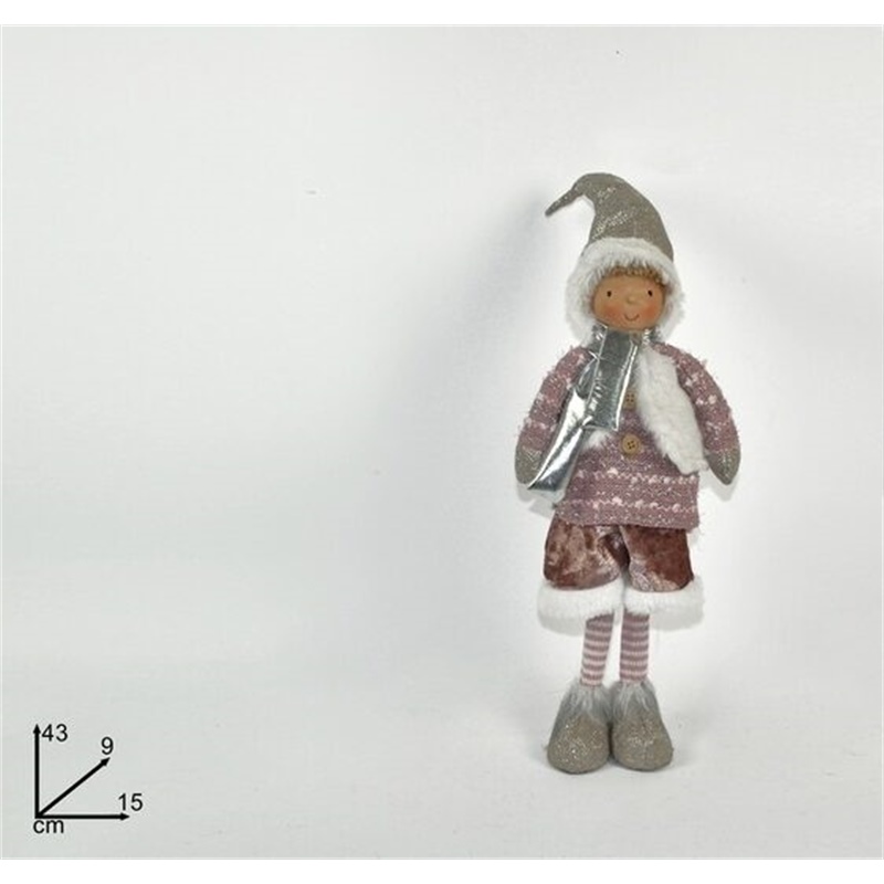 Bambola 43 Cm In Abito Lana E Velluto Rosa