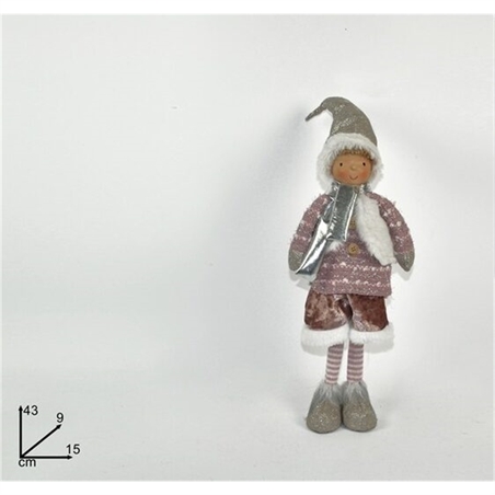 Bambola 43 Cm In Abito Lana E Velluto Rosa