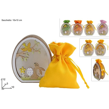 Decorazione Pasquale In Legno 12 Cm Con Sacchetto