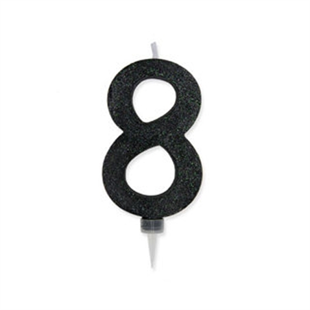 Candeline Maxi Nera Glitter 15 cm