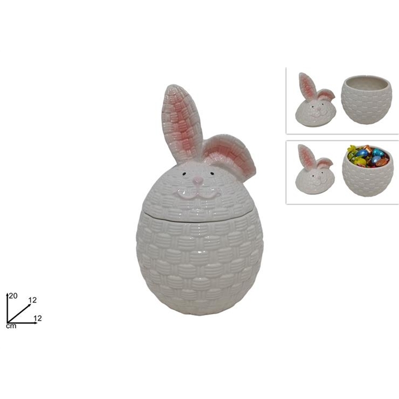 Barattolo Coniglio In Ceramica Con Uovo
