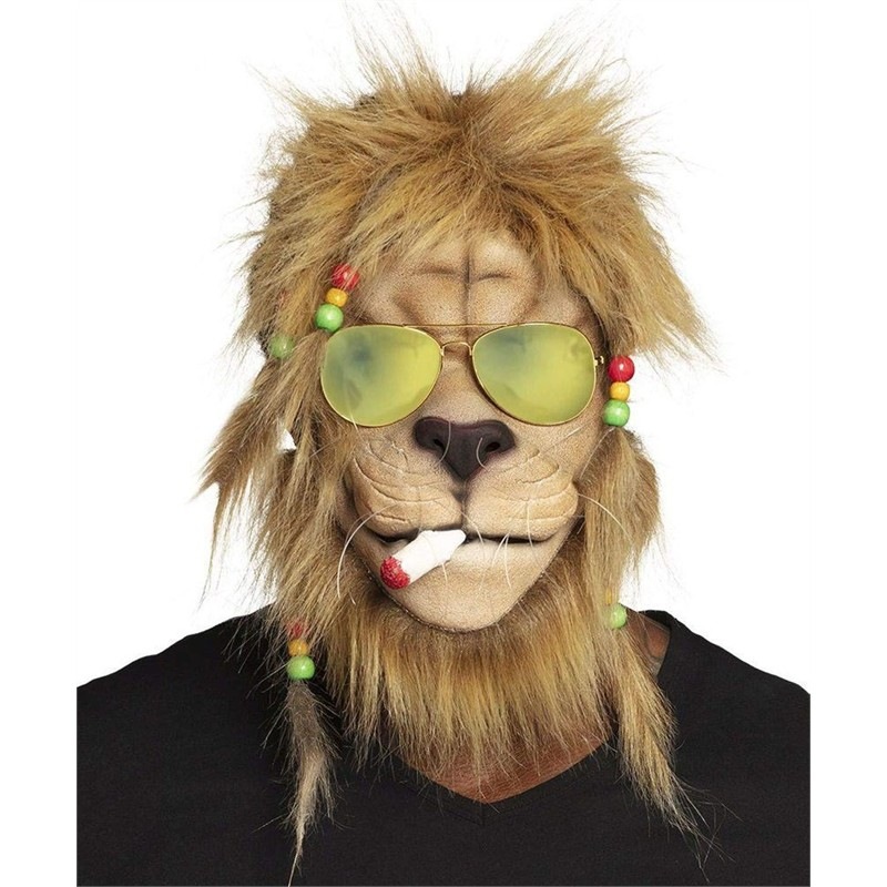 Maschera in lattice per adulto Leone Rasta con occhiali da sole