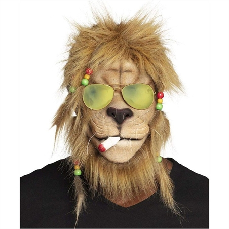 Maschera in lattice per adulto Leone Rasta con occhiali da sole