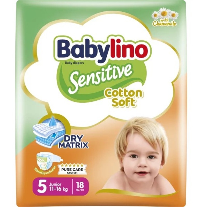 Pannolini taglia 5 Babylino Sensitive - Da 11 a 16 Kg