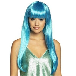 Parrucca da Sirena Liscia con Frangia Turchese