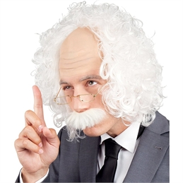 Parrucca uomo Albert Einstein con baffi e occhiali