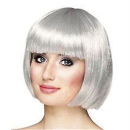 Parrucca Caschetto con Frangia Bianco Platino
