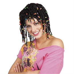 Parrucca Donna - Rasta Nera con Perline