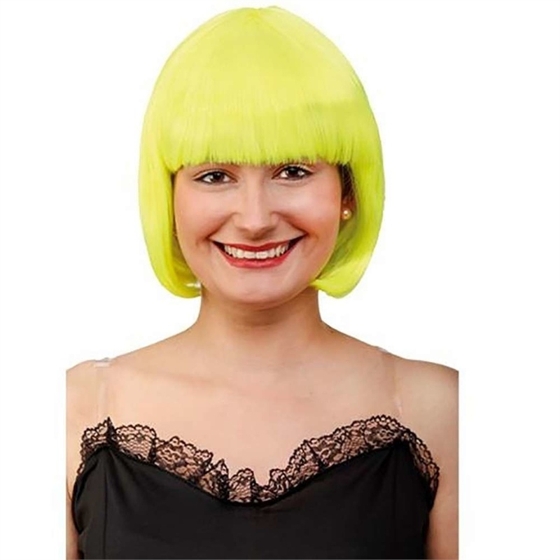 Parrucca Caschetto con Frangia Verde Fluo