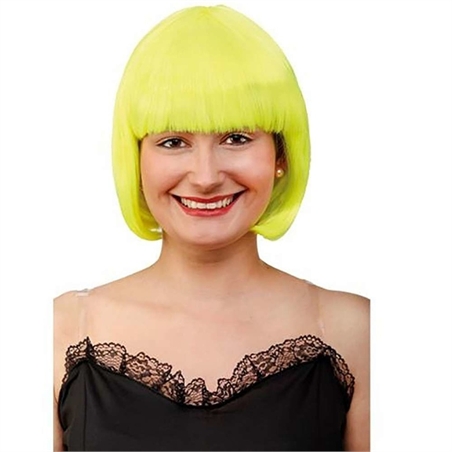 Parrucca Caschetto con Frangia Verde Fluo