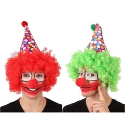 Parrucca con cappello Clown verde