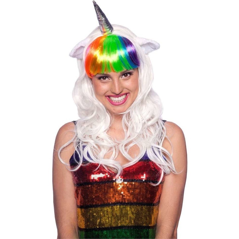 Parrucca Donna Unicorno lunga con frangia