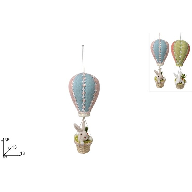 Mongolfiera Con Coniglio 36 Cm Colori Assortiti