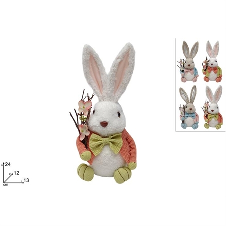 Coniglio Pelliccia Seduto Con Rametto