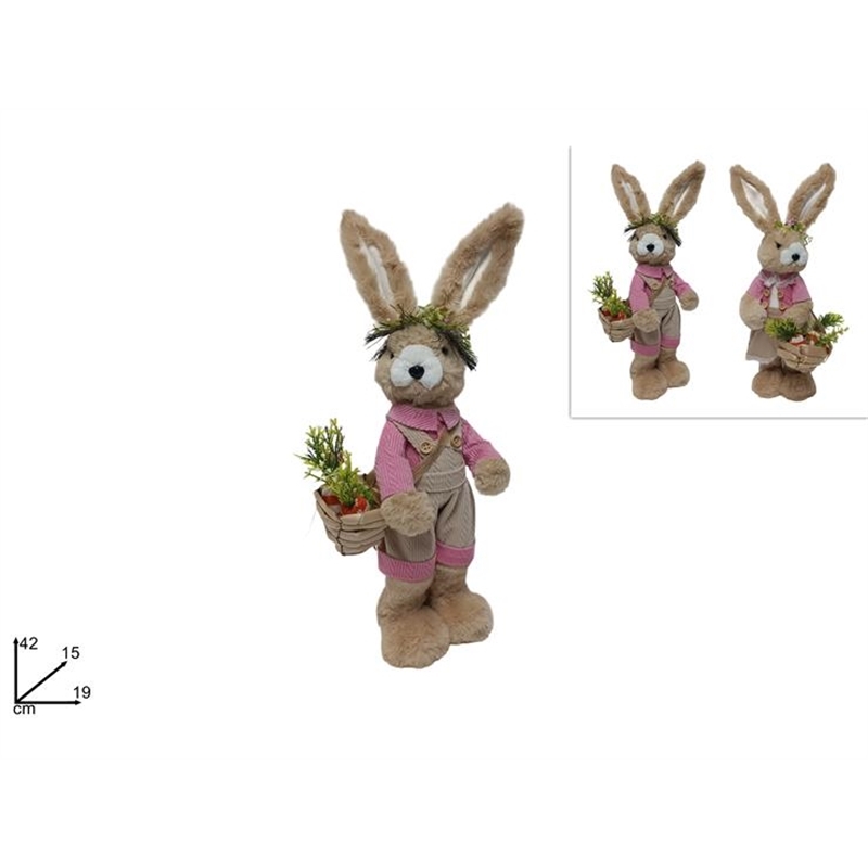 Coniglio pelliccia Con Cesto 42 Cm Assortito