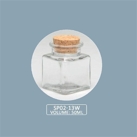 Barattolo- Vasetto Portaconfetti in Vetro Quadro 50 ml e Tappo in Sughero