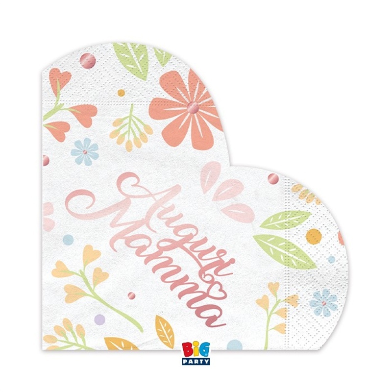 16 Tovaglioli Cuore 33 x 33 cm Auguri Mamma